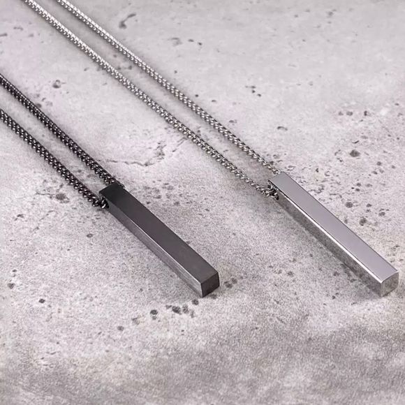 Men’s Stainless Steel Bar Chain Necklace Silver and Black 21.5” - Picture 1 of 6